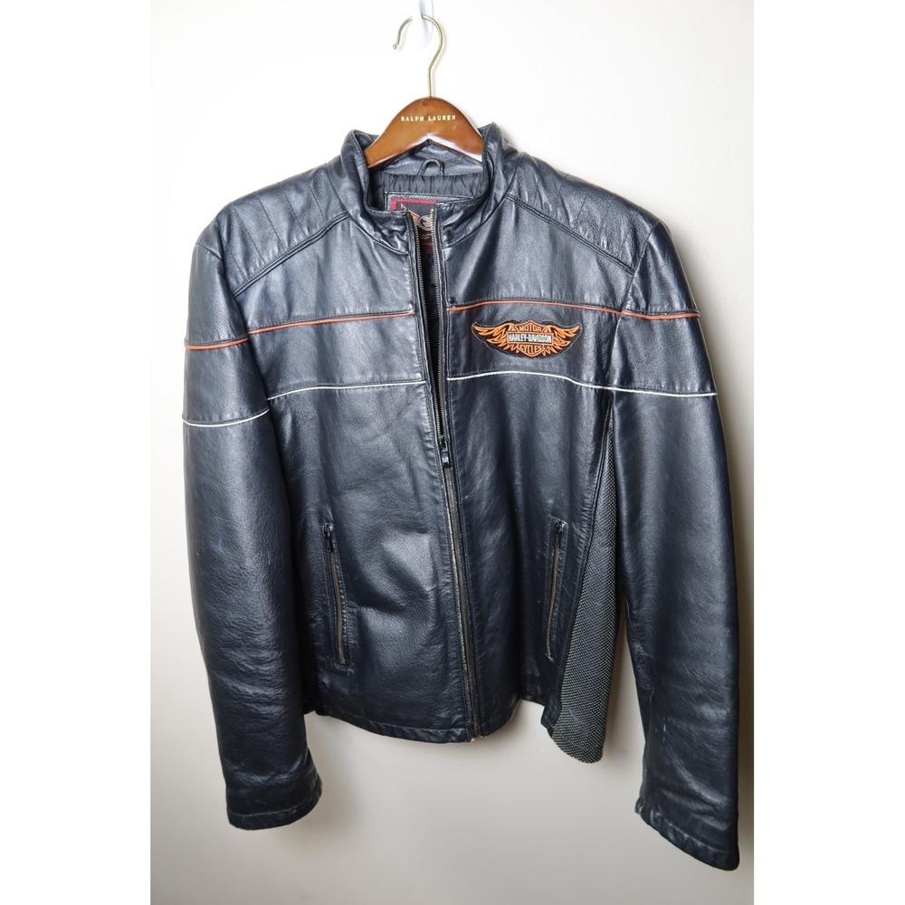 Street Legal Harley-Davidson Leather Motorcycle Jacket Mens XL Black Biker Coat